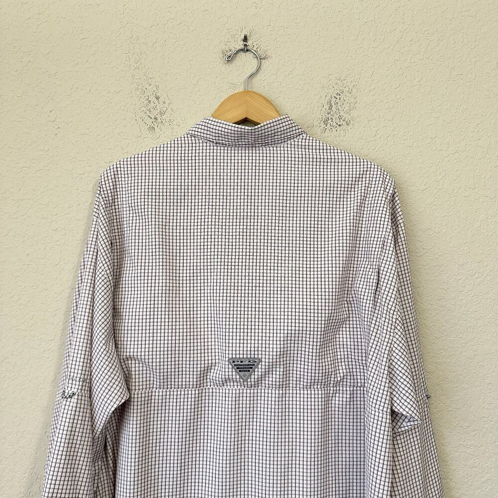 COLUMBIA PFG Super Tamiami Shirt White Burgundy Check Texas A&M Fishing - Picture 7 of 12